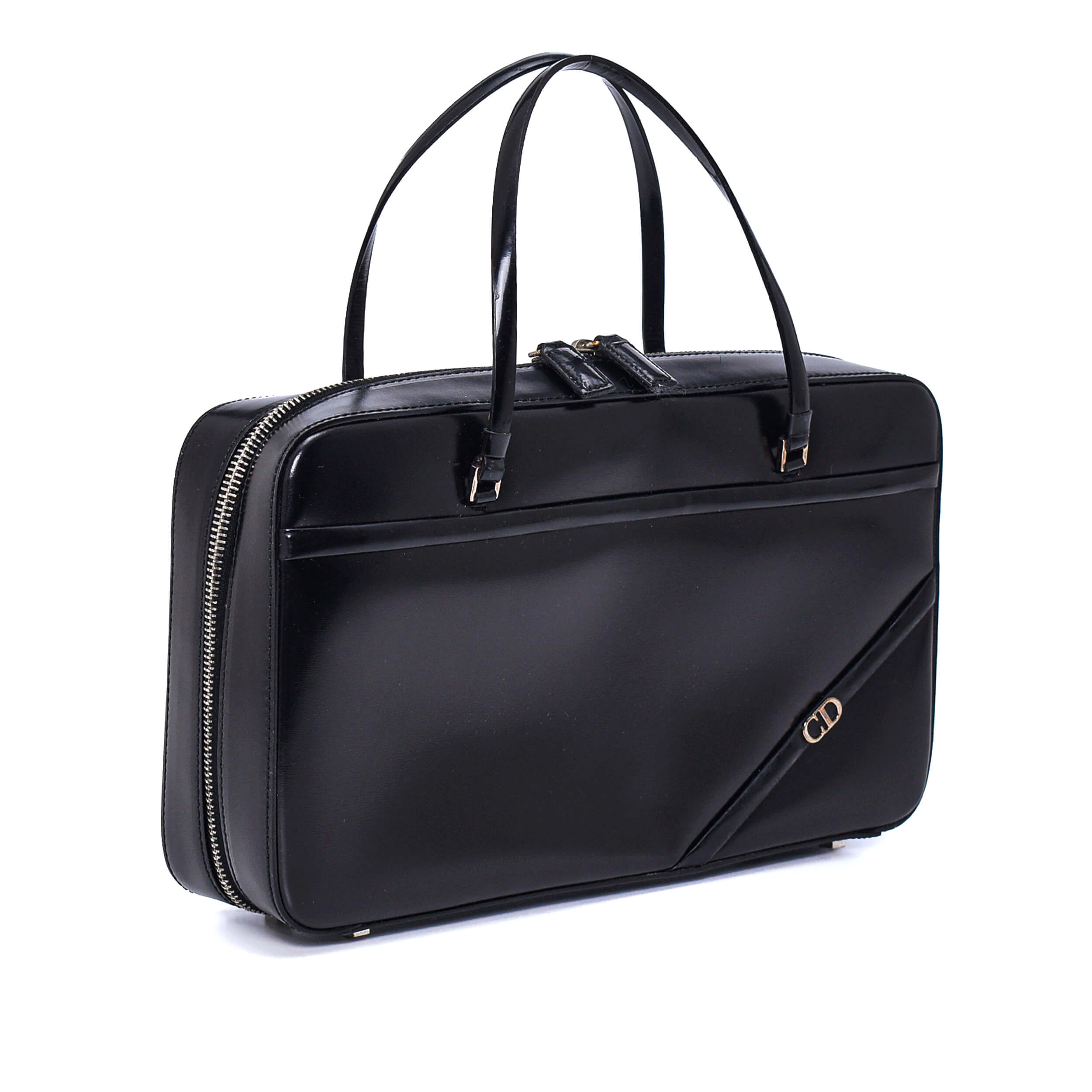 Christian Dior - Black Box Shiny Leather Top Handle Bag